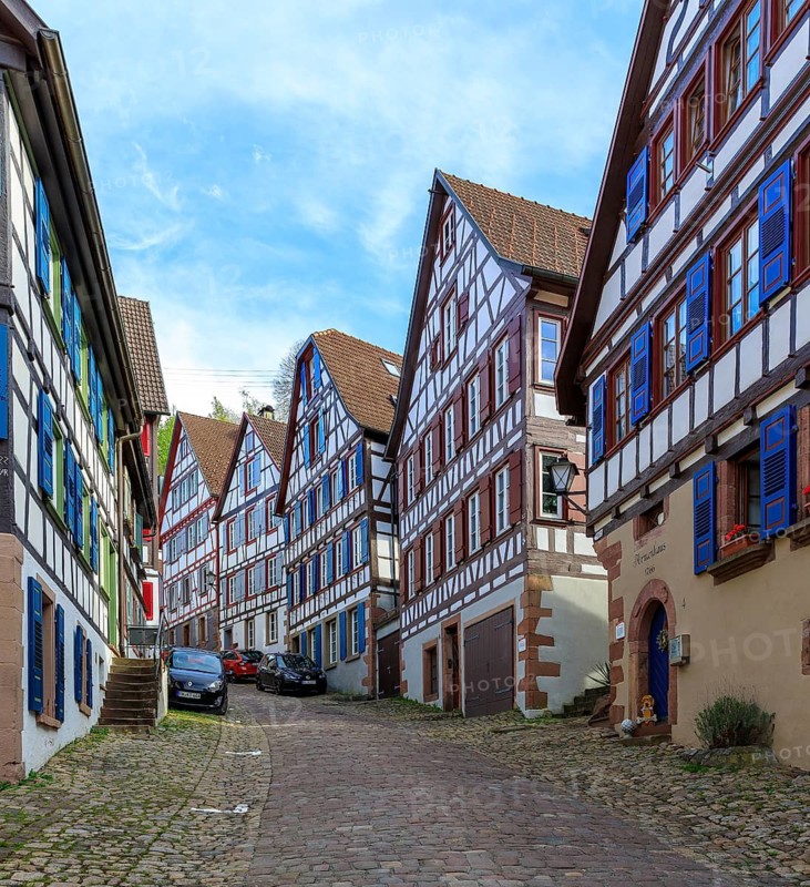 Historic half-timbered houses on the market square, Schiltach, Black Forest, Baden-Württemberg, Germany