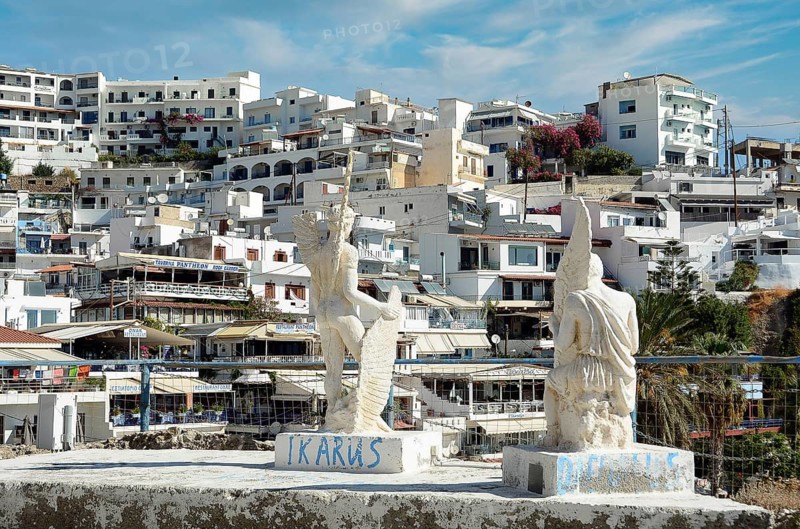 Statues of Daedalus and Icarus, Agia Galini, Crete, Greece