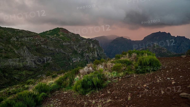 Sunset at Pico do Arieiro, hiking trail PR1, Madeira, Portugal