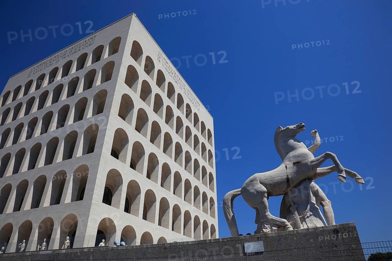 Palazzo della Civilta Italiana, Palace of Italian Civilisation, also Palazzo della Civilta del Lavoro, Colosseo quadrato, Esposizione Universale di Roma, Universal Exposition of Rome, EUR, Italy