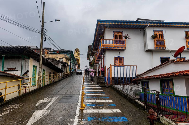 Colourful houses in the Unesco site coffee cultural landscape, Filandia, Colombia