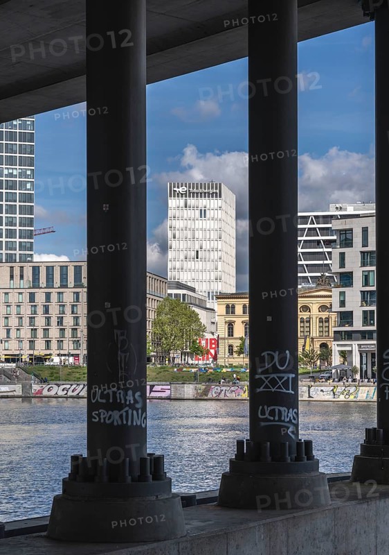 Bridge piers of the Humboldthafen Bridge at Berlin Central Station, Germany