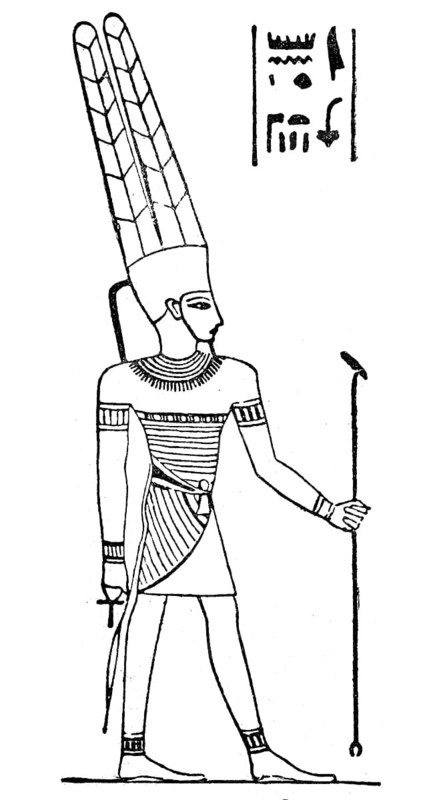 Amun, also Amon, Amoun, Ammon, Hammon, Amen, is the wind and fertility god of the ancient Egyptian religion, historical, digital reproduction of an original from the 19th century