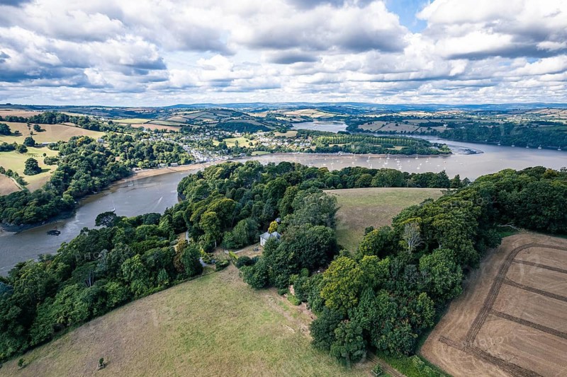 Greenway and River Dart from a drone, Devon, England, United Kingdom