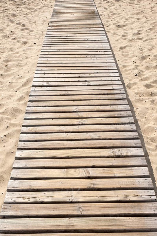 Boardwalk on the sandy beach, Wyk, Föhr, North Sea island, North Frisia, Schleswig-Holstein, Germany