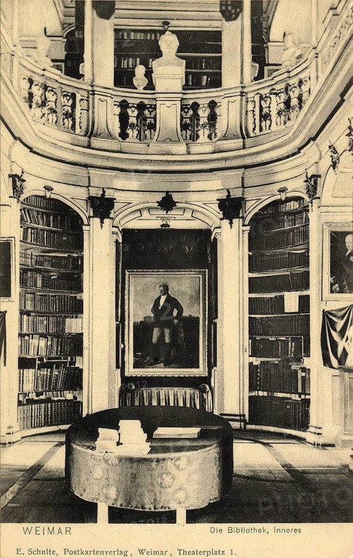 Historical postcard, picture postcard, library in Weimar, Thuringia, Germany, digitally enhanced reproduction of an original from around 1900, picture postcard