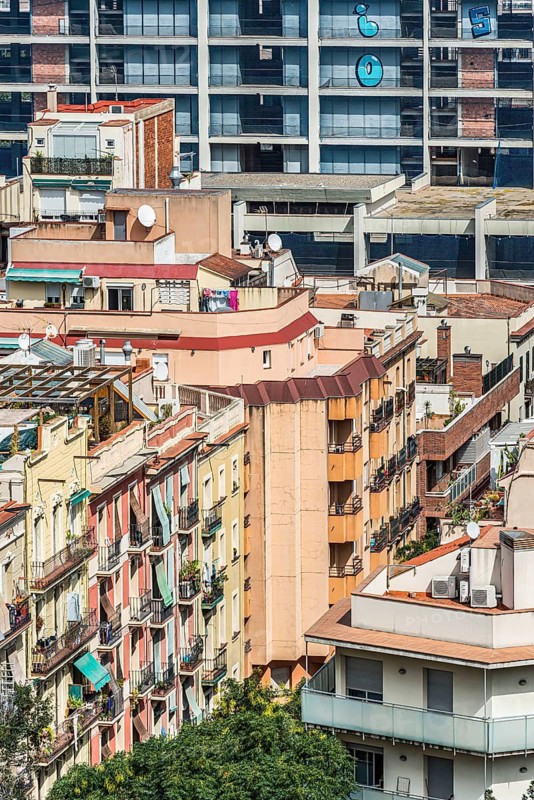 Overview of the residential landscape and city centre of Barcelona, Spain