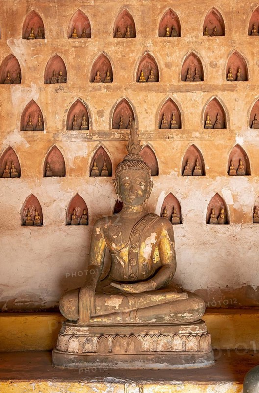Buddha statue, Wat Si Saket or Sisaket Temple, Vientiane, Laos