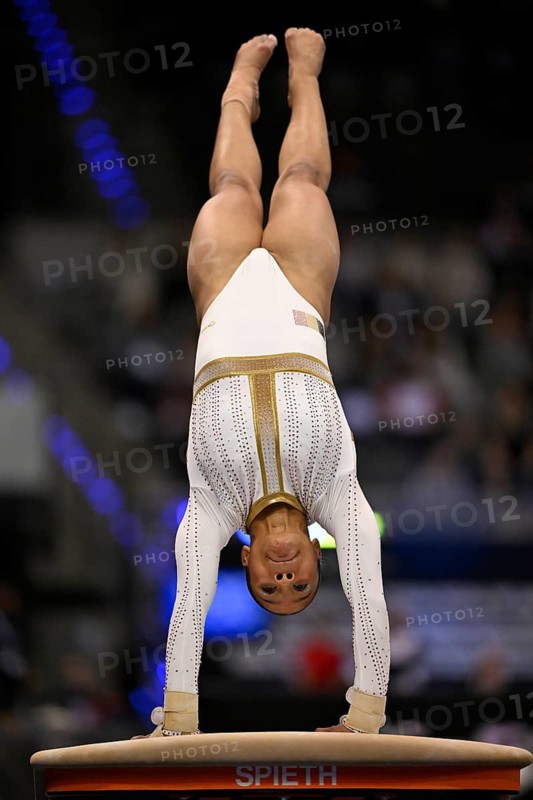 Camille Galand BEL Vault Action Gymnastics, EnBW DTB-Pokal, Porsche-Arena, Stuttgart, Baden-Württemberg, Germany