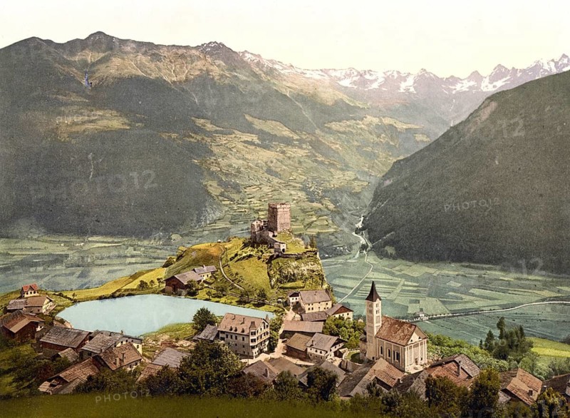 Landeck in Tyrol, Austria, Historical, digitally restored reproduction from a 19th century original, Record date not stated