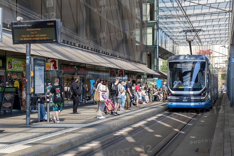 Central bus stop in the city centre of Chemnitz, Saxony, Germany