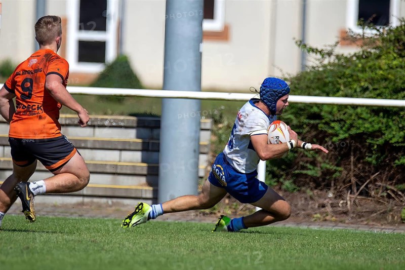 07.09.2024, Rugby 1st Bundesliga South/West, Season 2024/25, Matchday 1: RG Heidelberg vs TSV Handschuhsheim. Picture: Try for Handschuhsheim
