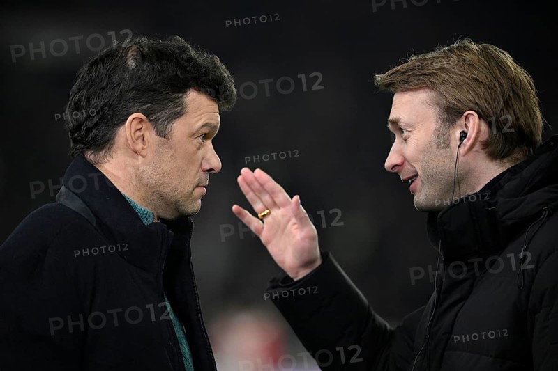 DAZN TV expert Michael Ballack, portrait, in conversation Discussion with Managing Director Sport Simon Rolfes Bayer 04 Leverkusen Gesture Gesture MHPArena, MHP Arena Stuttgart, Baden-Württemberg, Germany
