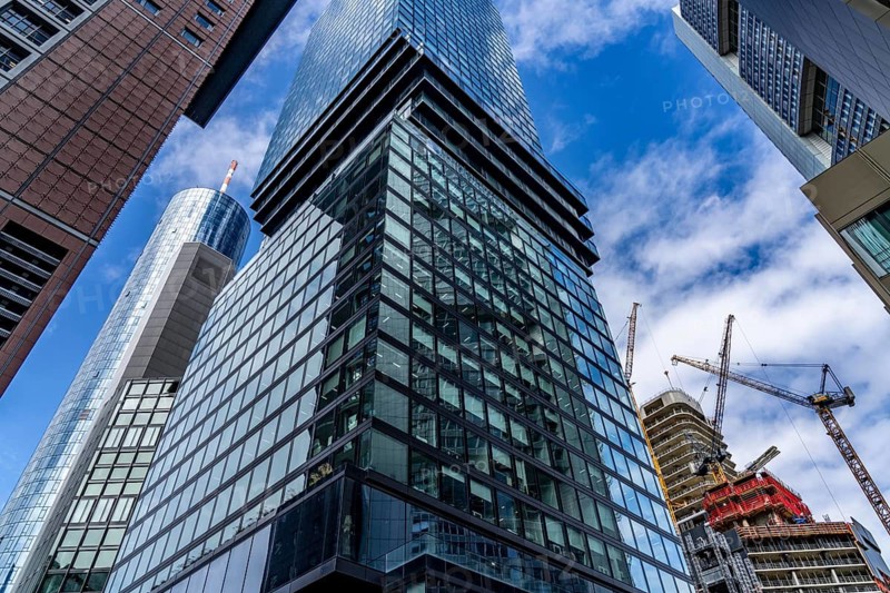 High-rise buildings, office buildings in Frankfurt am Main, Skyline, Hesse, Germany