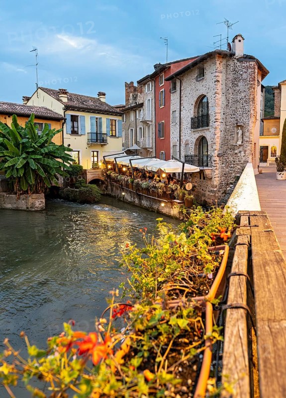 Riverside restaurants, Borghetto sul Mincio, Italy