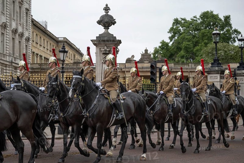 Military riders, horses, Trooping the colour, military parade in June in honour of the British monarch's birthday, Buckingham Palace, London, England, Great Britain