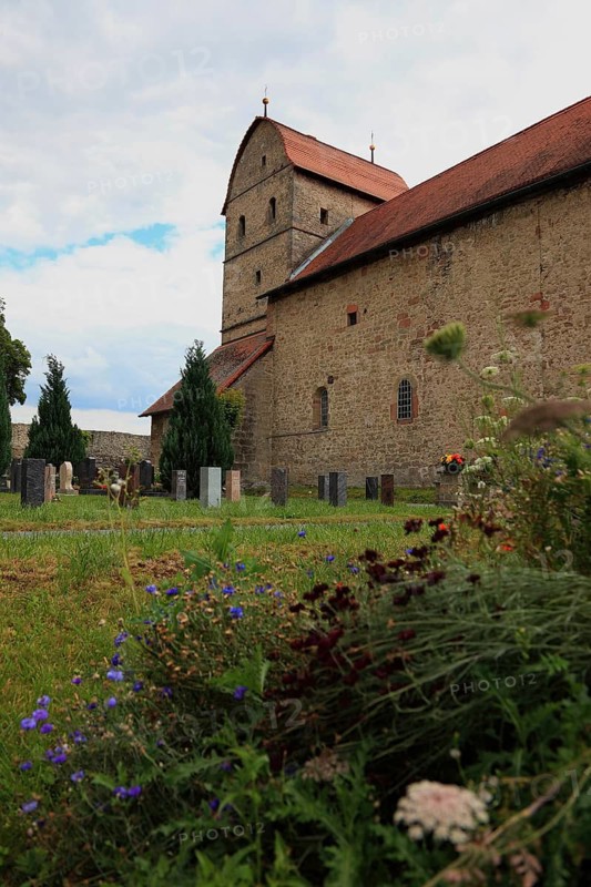 Wehrkirche Michaeliskirche, monastery church of a Benedictine monastery, built between 815 and 820, Rohr parish, Schmalkalden district, Meiningen, Thuringia, Germany
