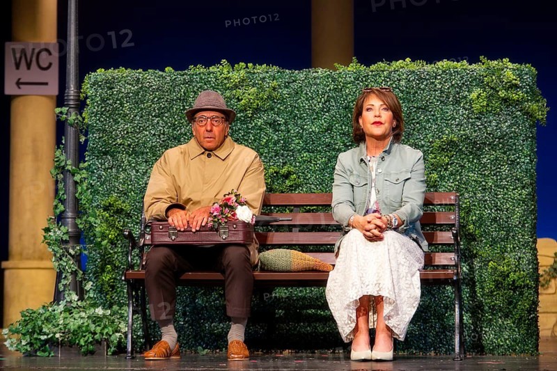 Janina Hartwig, Caroline Beil, Dieter Landuris, Hardy Krüger, FISCH SUCHT FAHRRAD, photo rehearsal on 14.05.2025 at the palace gardens Theatre, Berlin, premiere: 17.05.2025