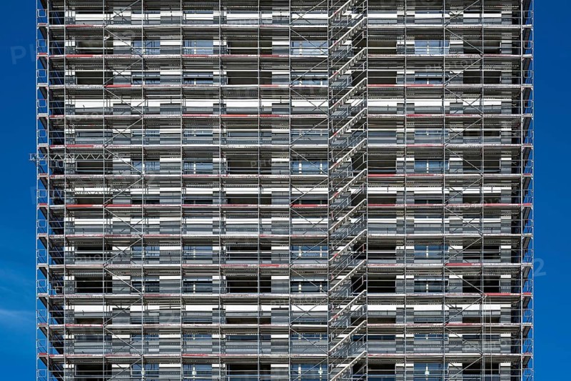 Construction site high-rise scaffolding
