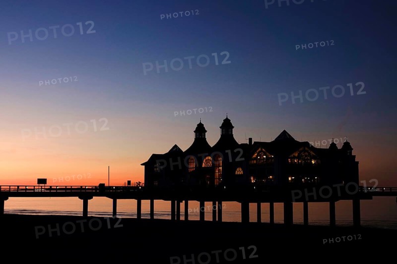 Sellin pier, evening sky, Rügen, Mecklenburg-Western Pomerania, Germany