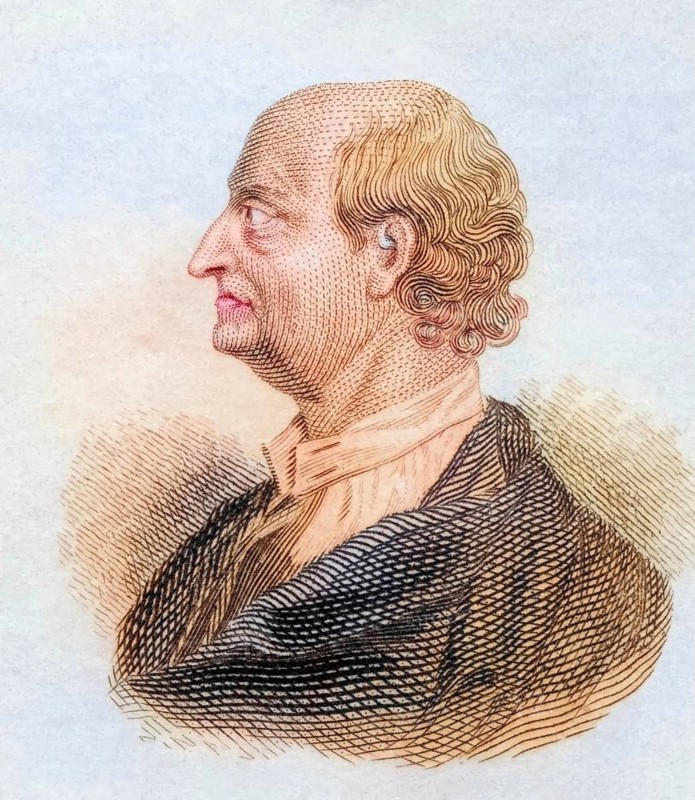 George Edwards, (born 3 April 1694, died 23 July 1773) was an English naturalist and ornithologist, coloured woodcut from Crabbe's Historical Dictionary from 1825, Historical, digital reproduction