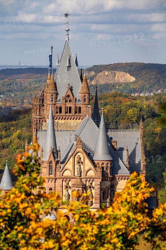 Drachenburg Castle, on Drachenfels, a mountain in the Siebengebirge on the Rhine between Bad Honnef and Königswinter, North Rhine-Westphalia, Germany