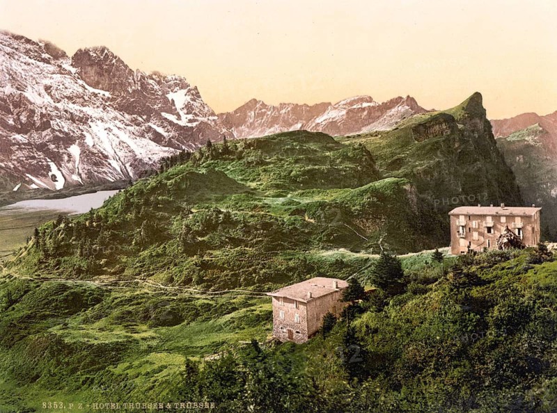 Trübsee, Hotel Trübsee, Nidwalden, Switzerland, Historic, digitally restored reproduction from a 19th century original, Record date not stated, Switzerland, Historic, digitally restored reproduction from a 19th century original, Record date not stated