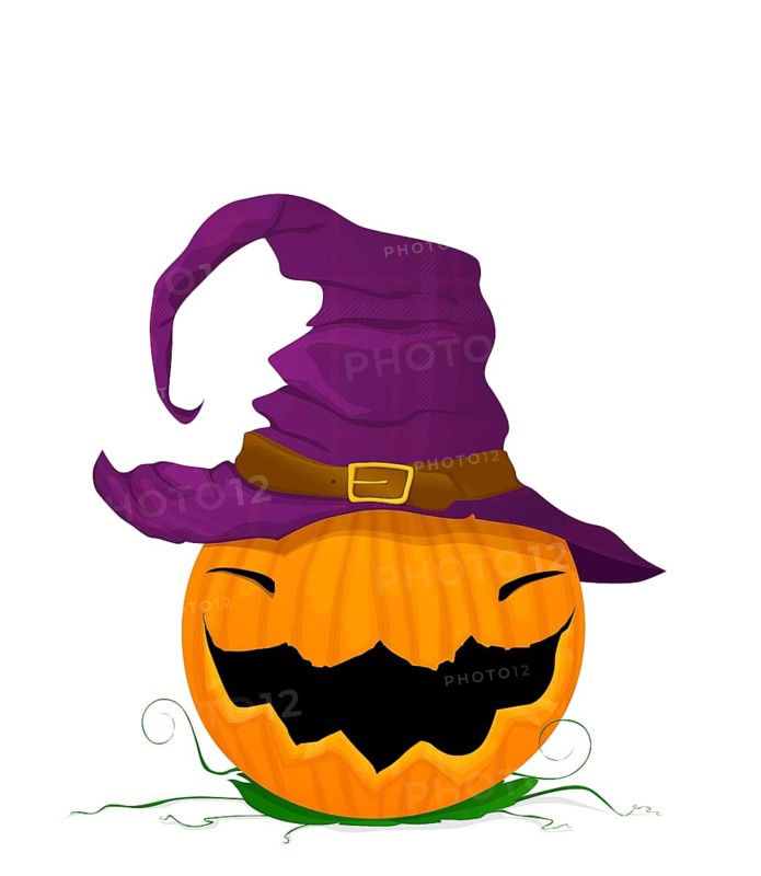 Laughin Halloween pumpkin icon over white background, vector template
