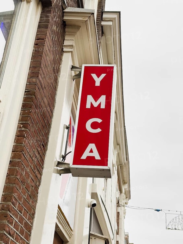 YMCA lettering on a house in Scheveningen, The Hague, Netherlands