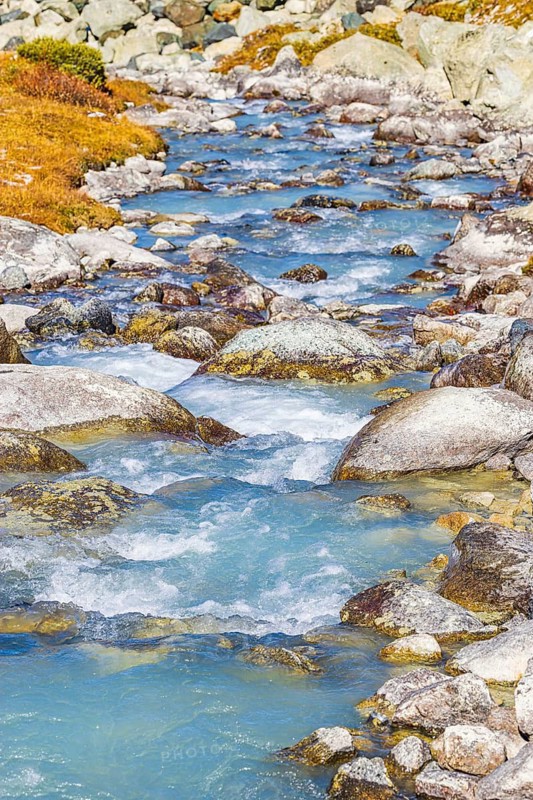 Glacier stream from the Moiry glacier, Val d'Anniviers, Valais Alps, Canton Valais, Switzerland