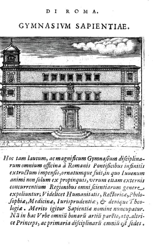 La Sapientia, La Sapienza University, Rome, Italy, Historical, digitally enhanced reproduction from Grandezze della citta di Roma antiche et moderne by Jacomo Crulli de Marcucci, from 1630