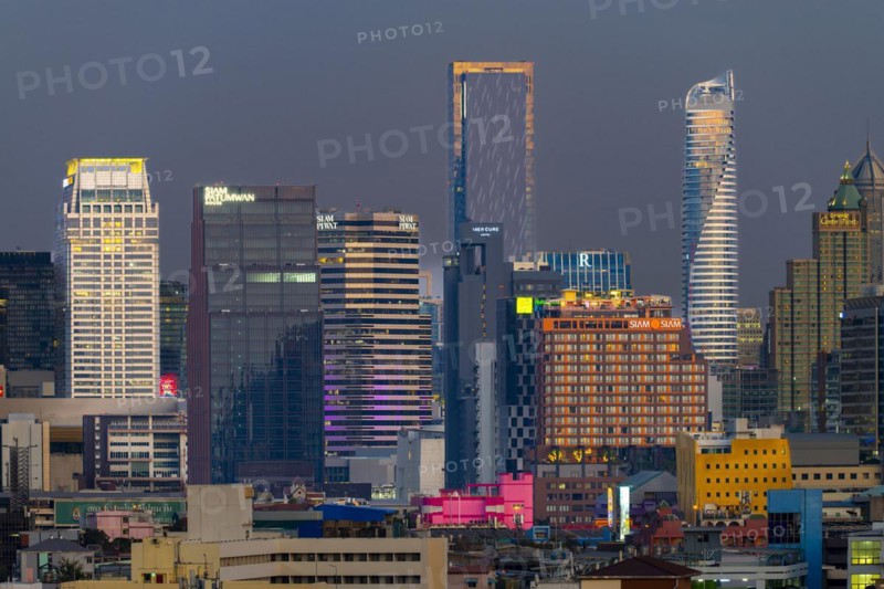 Panorama from Golden Mount, skyline of Bangkok, Thailand