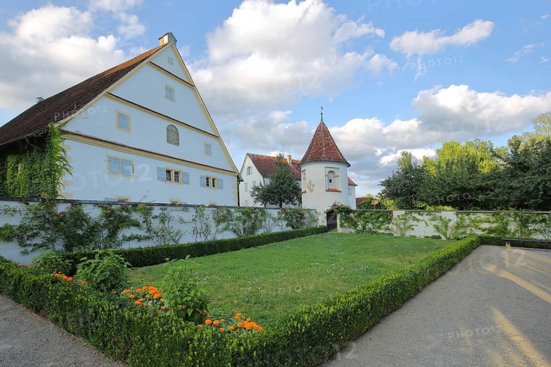Entrance with tower and park, monastery, castle, Salem, Lake Constance region, Baden-Württemberg, Germany
