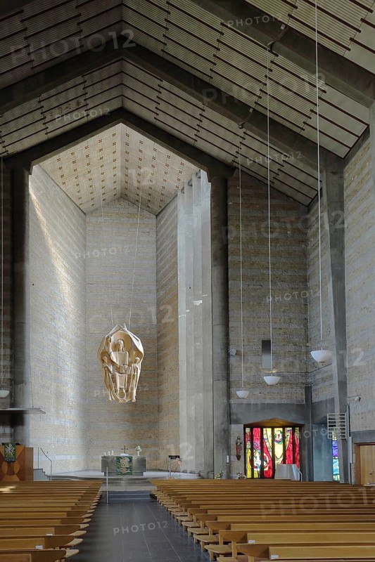 Interior view of the modern St. Johannis Church, modern, Johanniskirche, Würzburg, Lower Franconia, Franconia, Bavaria, Germany