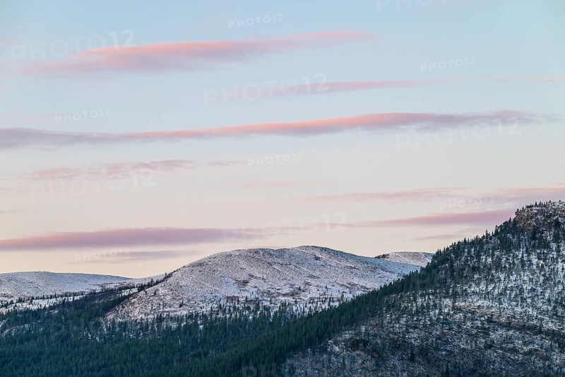 Morning atmosphere over snowy mountains, Alvdal Vestfjell, Hedmark, Innlandet, Norway, October 2025
