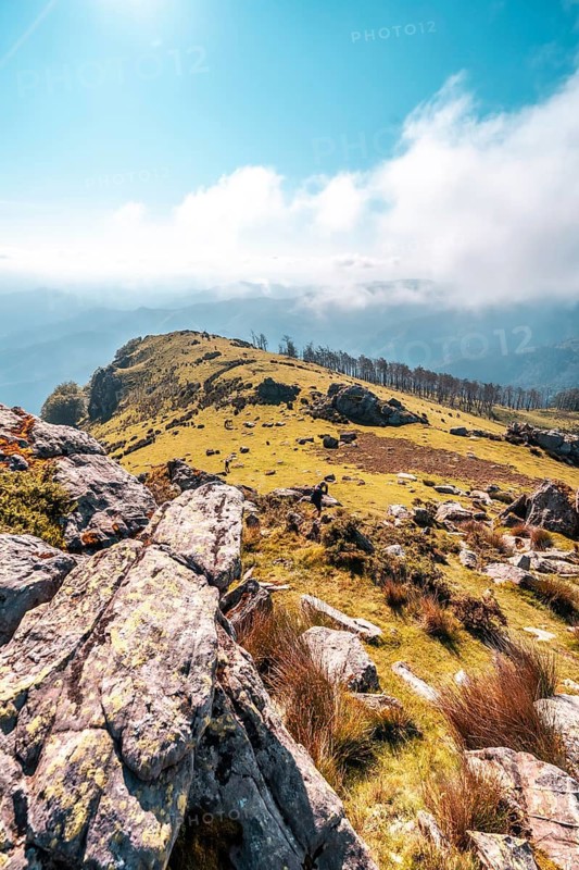 Panoramic view from the top of Monte Adarra in Urnieta, near San Sebastian. Gipuzkoa, Basque Country