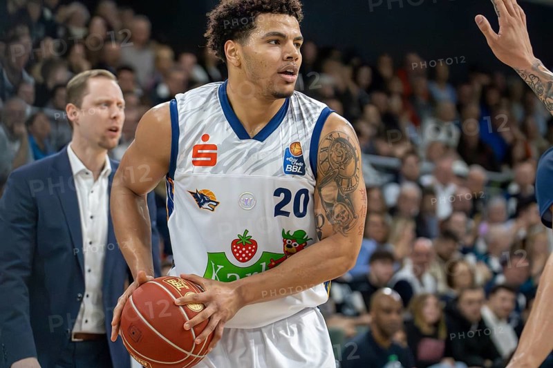16.03.2024, easy Credit BBL, German Basketball League, Matchday 24) : Game scene MLP Academics Heidelberg against Rostock Seawolves (final score 88:86) . Player in picture: Matt Bradley (20, Rostock Seawolves)