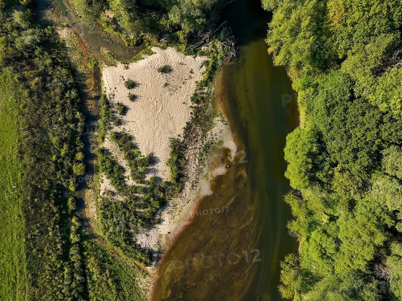 Datteln, North Rhine-Westphalia, Germany - Lippe, river and floodplain development of the Lippe near Haus Vogelsang, a natural river landscape was created here, an intact river-floodplain ecosystem was restored with flood protection through newly designed flooded areas