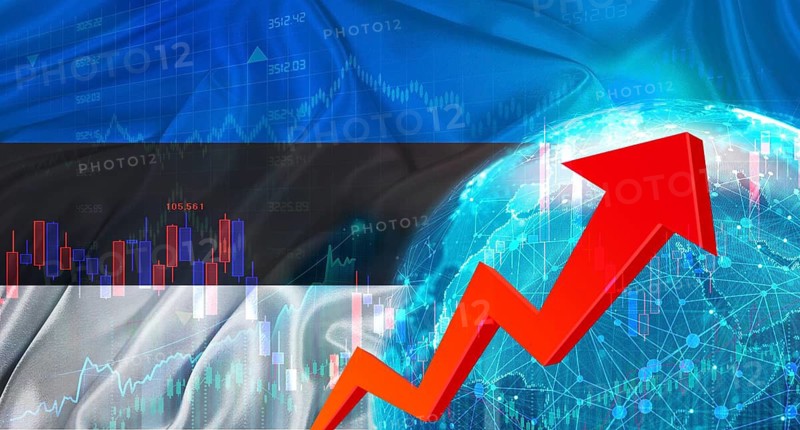 Global financial growth with Estonia flag. Financial growth with Estonia flag on economic background