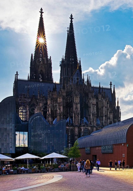 Heinrich-Böll-Platz with Cologne Cathedral and Museum Ludwig, Cologne, Rhineland, North Rhine-Westphalia, Germany