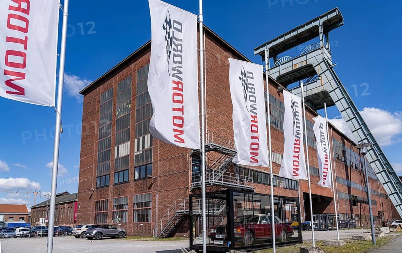 Motorworld Zeche Ewald, former Ewald colliery, double headframe, today event location, Herten, North Rhine-Westphalia, Germany