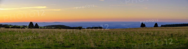 Sunrise, Hochrhönstraße, near Schwabenhimmel, UNESCO Biosphere Reserve, near Hausen, Rhön, Bavarian Rhön, Rhön, Lower Franconia, Bavaria, Germany