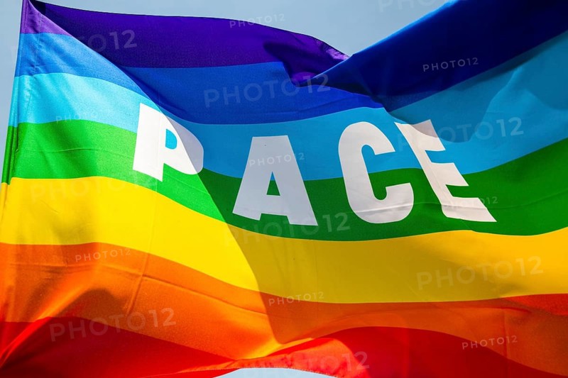 Peace flag with the inscription PACE