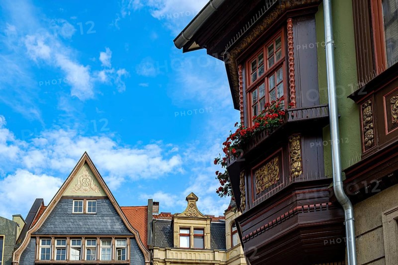 Historic architecture in the city centre of Eisenach, Thuringia, Thuringian Forest, Germany