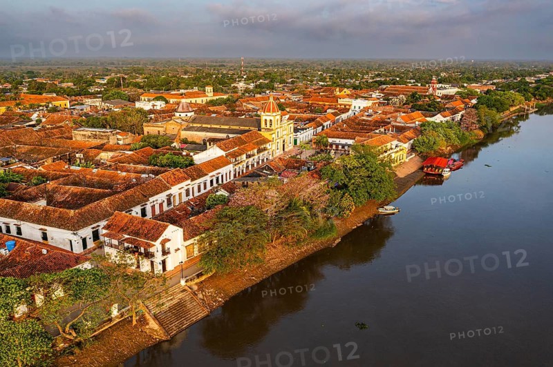 Aerial of the Unesco world heritage site, Mompox, Colombia