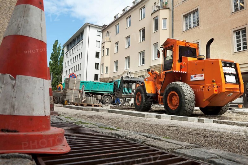 Construction site, road construction, Ohmstraße, Munich, Bavaria, Germany