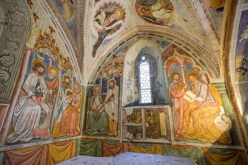 Gothic frescoes in the castle chapel of St Stephen, Morter, Latsch, South Tyrol, Italy