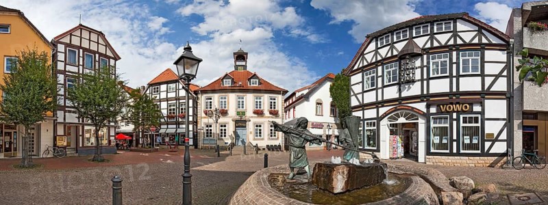 Panorama 180 degrees of the market place Bad Münder Germany