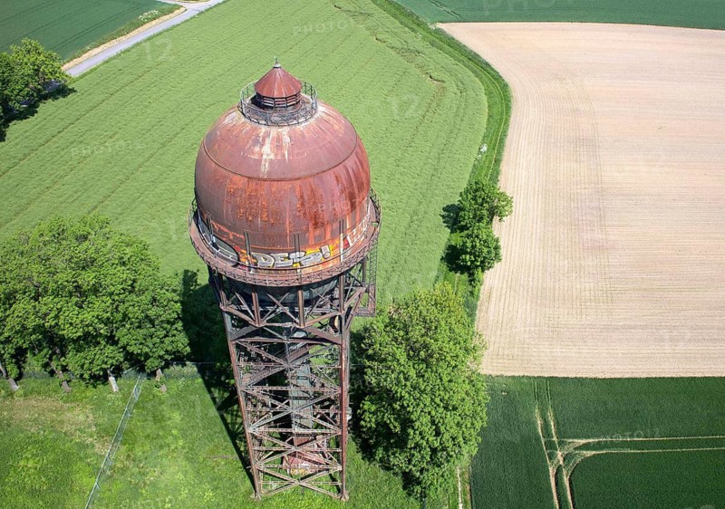 Dortmund, 04.06.13 JE - Another landmark in the Ruhr area: The Lanstroper egg in Dortmund. The Lanstroper egg is a water tower with a steel tank, out of service. The tower is visible from afar on a hill south of the A 2 motorway in the northeast of Dortmund, in the district of Lanstrop. The name is derived from this location and the shape of the steel container, Dortmund, Germany