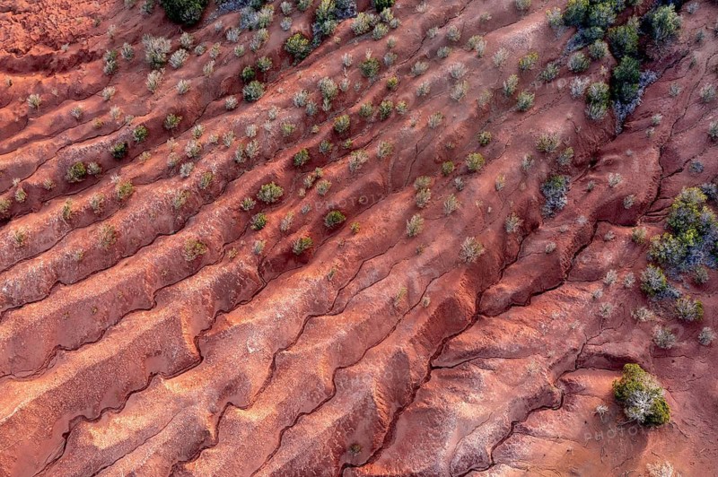 Red earth, erosion, above the cliff, Agulo, La Gomera, Canary Islands, Spain
